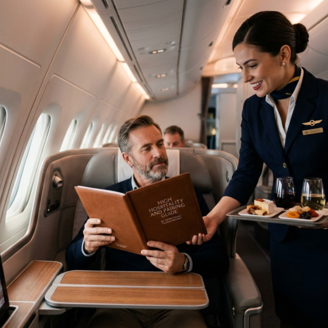 ✈️🍷 Guía de Alta Hospitalidad y Maridaje a 10.000 Metros
